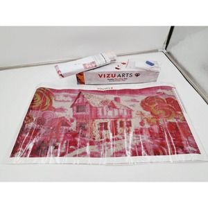 LARGE DIAMOND PAINTING KIT ROUND " Pink Candy House" 30X60 CM (DIY)